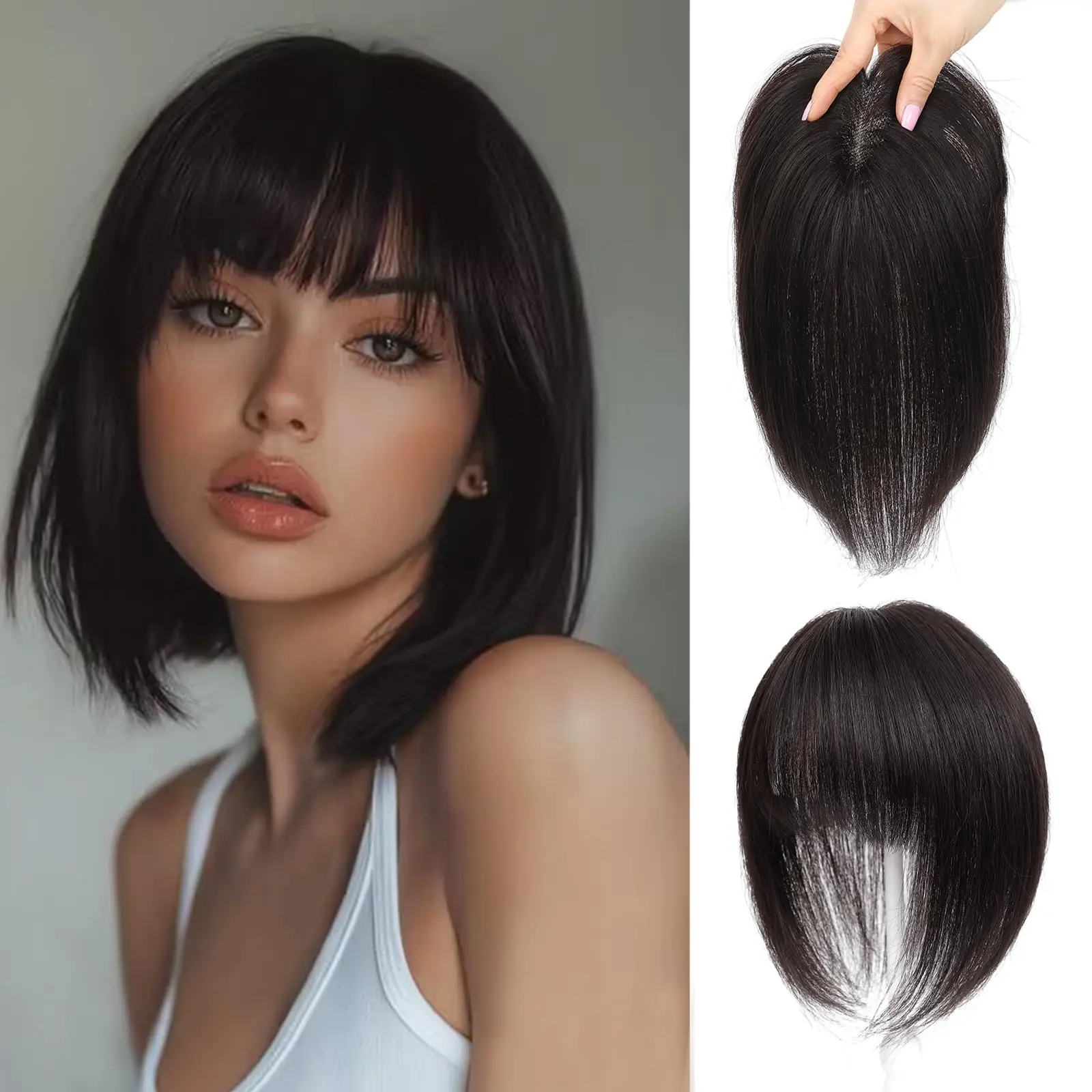 

Human Remy Hair Topper 12x13cm 30cm Straight Clip In Hair Wig #613 #60 Office Natural Wholesale
