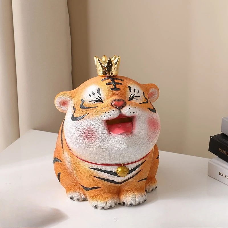 Large Capacity Tiger Piggy Bank No Out Design Money Saving Box Creative Mascot Ornament Decorative Gift