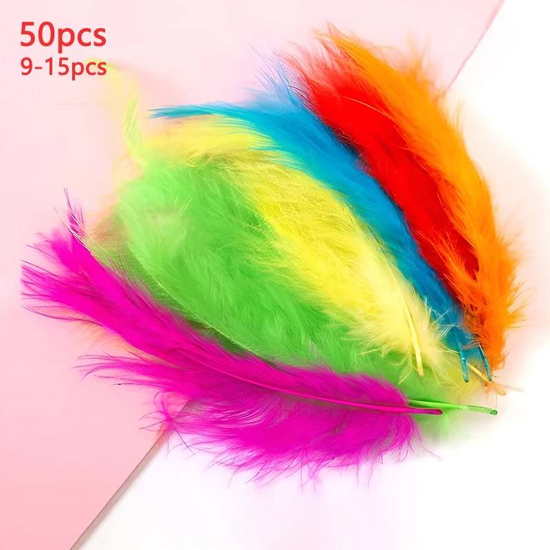 9-15 سنتيمتر 50 قطعة ريش تركيا الأبيض للحرف اليدوية مختلط الألوان الأسود الديكور الاطفال تقليم صغير بلوماس الزفاف زاك بلوم #1