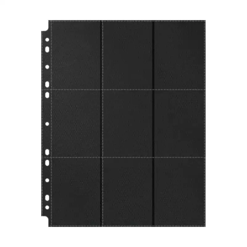 30 Stück Schwarze 9-Fach Sammelkarten-Ordnerseiten - Doppelseitige Seitenlade-Taschen für Spielkarten – Detail 7