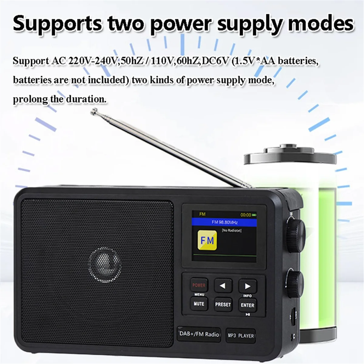 Portable Network Radio DAB+/FM Radios Wireless Bluetooth Speaker with LCD Screen Support Alarm Clock Sleep Timer DY