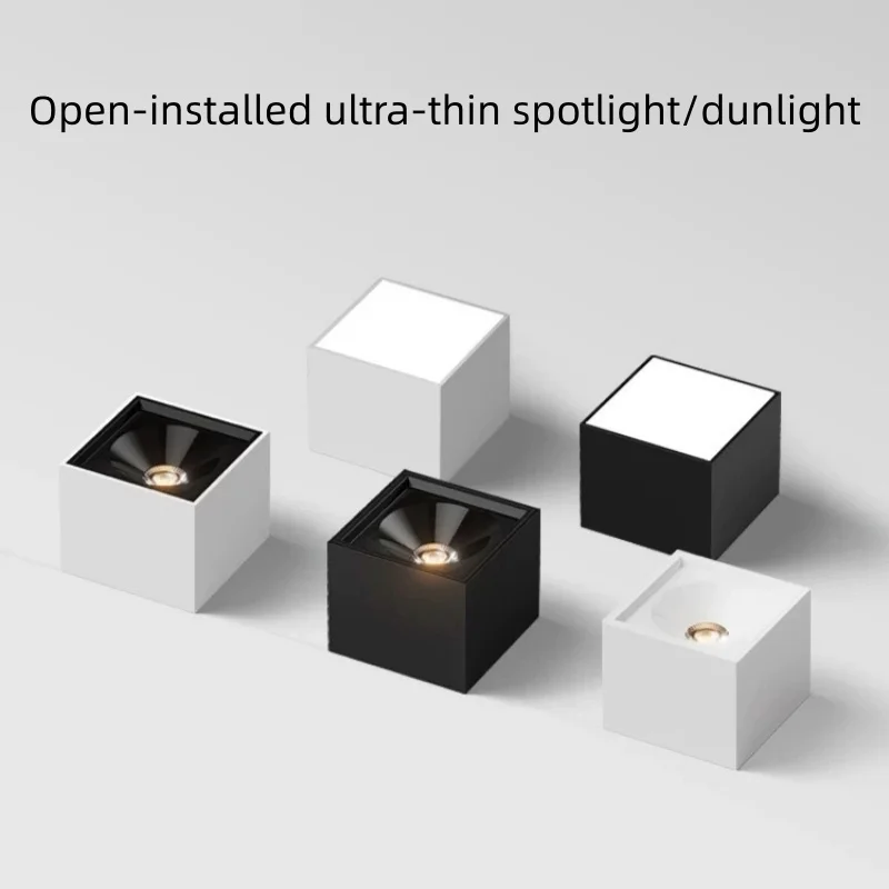 Square double-headed open-top spotlight downlight hole-free ceiling lamp anti-glare household