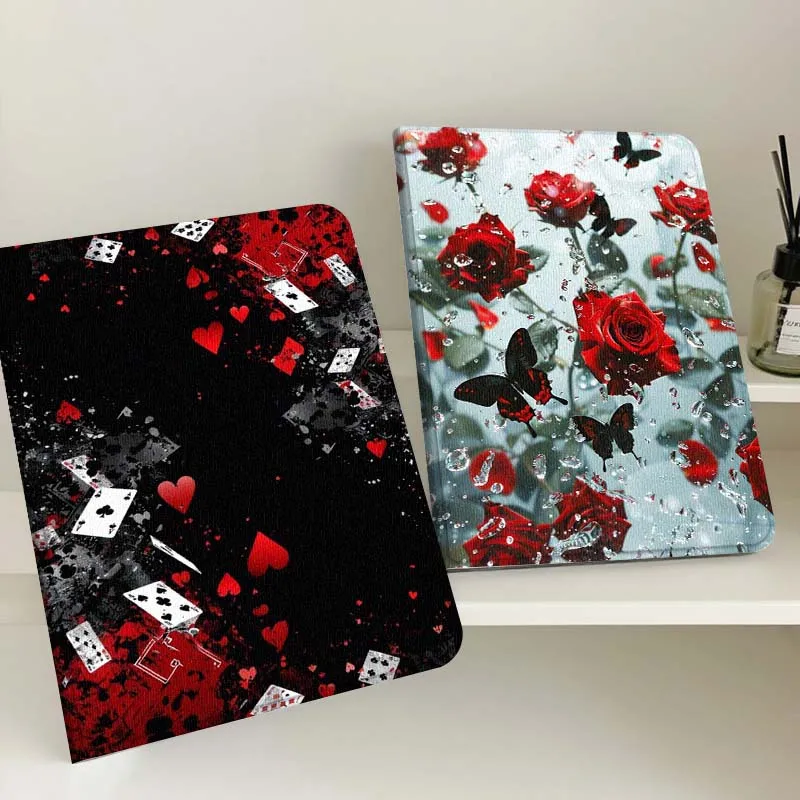 

Red Black Poker Pattern Tablet Case For Samsung Tab Galaxy S6 S11 A A7 A8 A9 A11 10.1 10.4 10.5 Plus Lite Gift