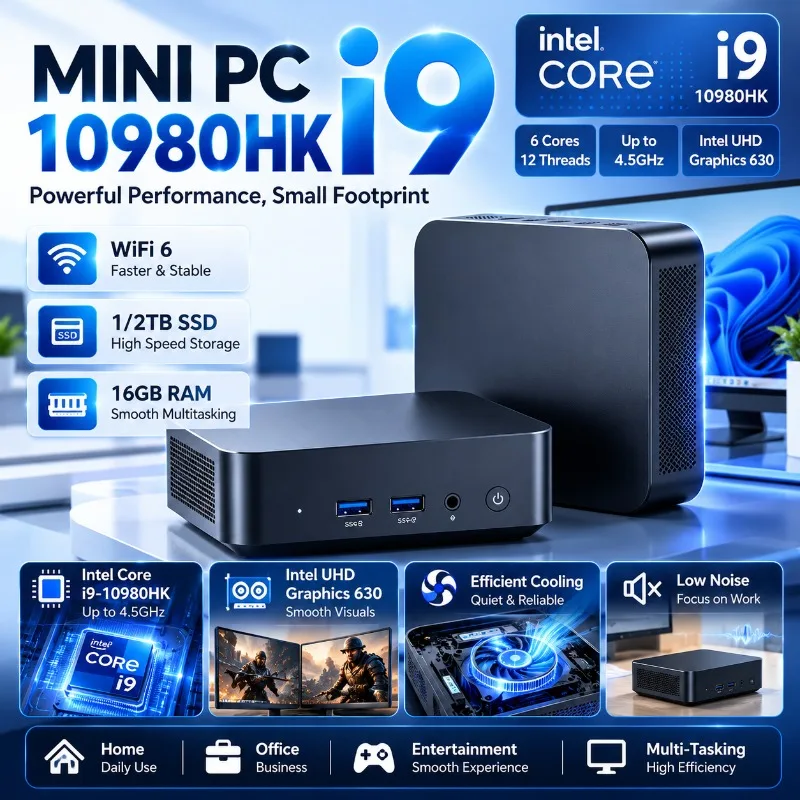 MINI Core i9 10980HK  PC Windows 16GB RAM 1TB 2TB SSD WIFI BT5.2 4K HD Gaming Office Study Pc
