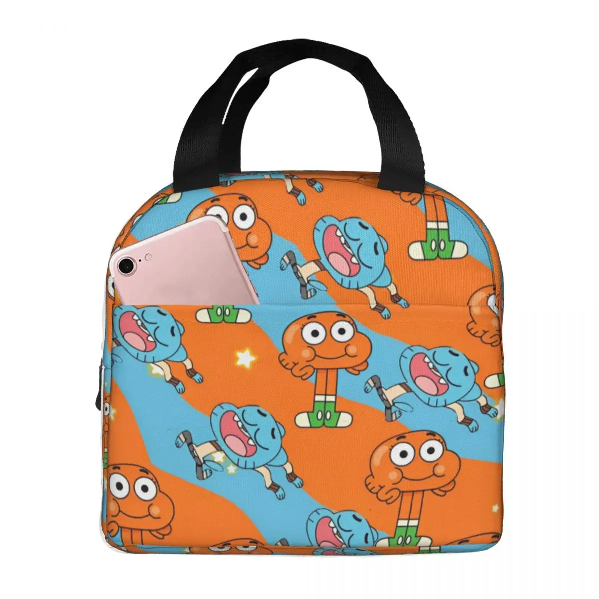 Gumballs Gum Ball Watterson Amazing Cartoon Insulated Lunch Bag Cooler Bag Lunch Container Portable Lunch Box Tote Food Handbags