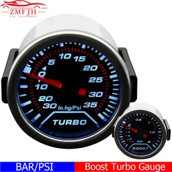 2''52MM Turbo Boost Gauge 3 BAR White LED Auto Car Turbo Boost Gauge 30-35PSI Smoke Lens Boost Sensor for Gasoline Car 12V