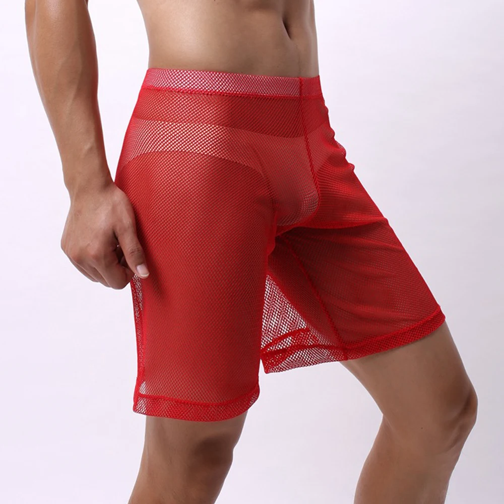 

Sexy Men Transparent Panties Mesh Underwear See-Through Shorts Loose Lounge Underwear Male Sheer Trunks Gay Erotic Panties