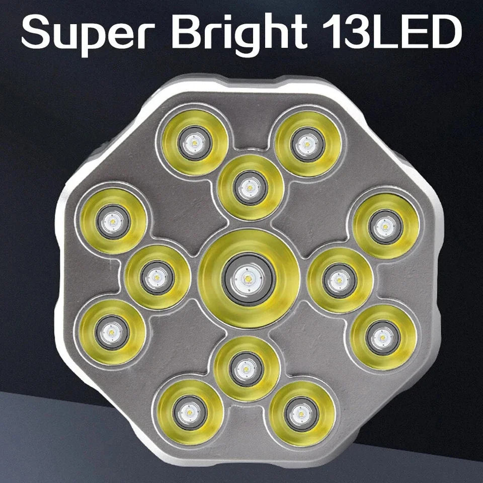 High Power 13 LED+COB Flashlight Powerful USB Rechargeable Torch Handheld Portable Emergency Light 4 Lighting Modes Flashlights