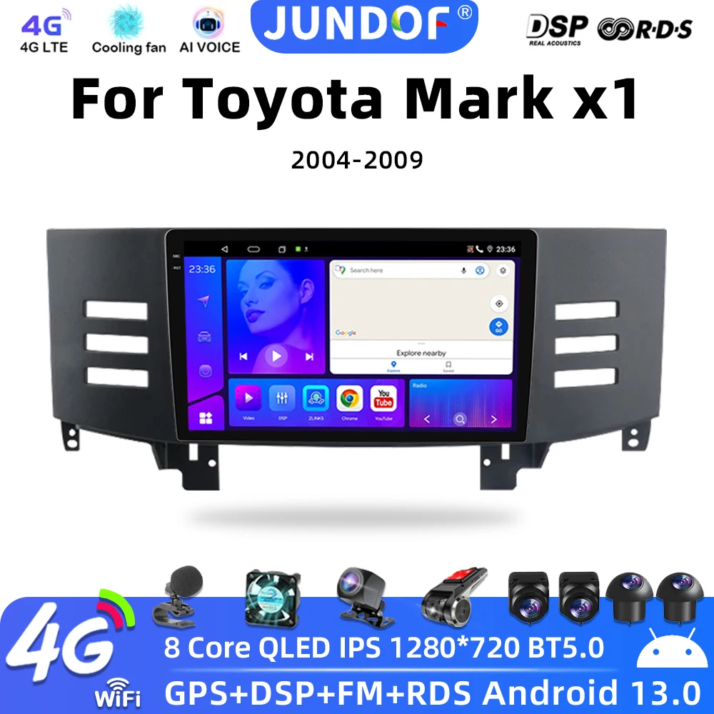 

JUNDOF For Toyota Mark X1 X120 2004-2009 Car Radio Multimedia Video Player Android Auto Carplay No 2Din Stereo Navigation GPS