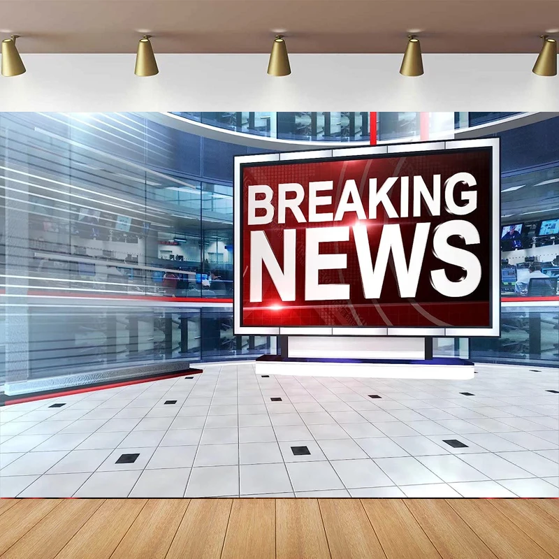 News Broadcast Hall Photography Backdrop TV Breaking News Room Broadcasting Background Program Record News Report Business