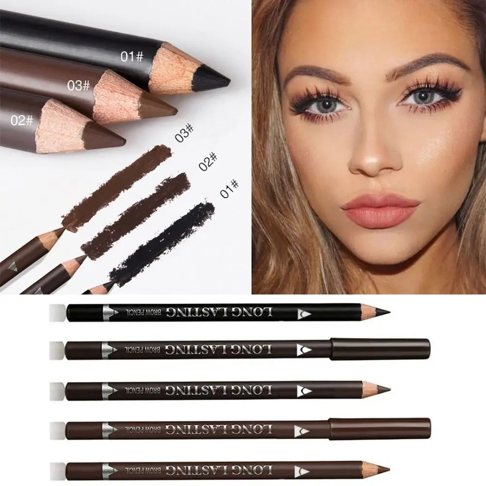 New Wooden Brow Pencil Waterproof Sweat-Proof Eyebrow Pencils Hard-Core Eyeliner Perfect for Eye Brows
