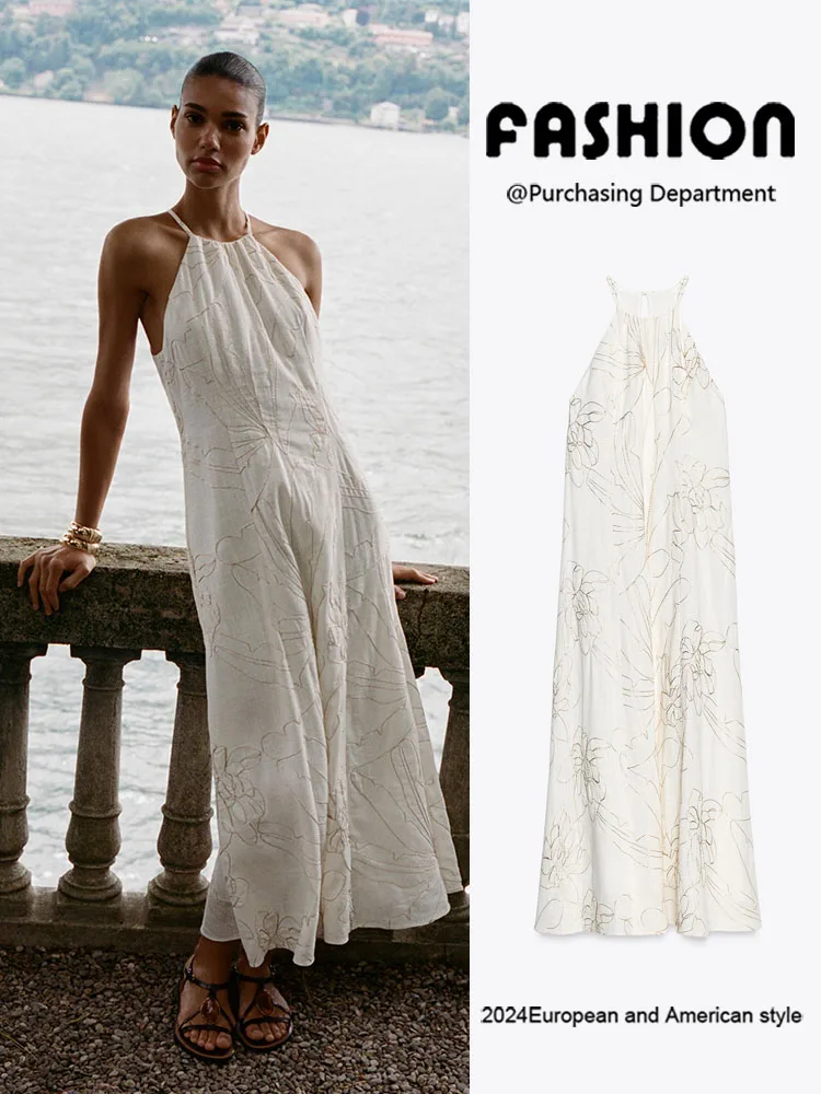 Nowa Letnia Damska Sukienka Dr Elely Svel z Kwiatowym Haftem, Kołnierzykiem, Asymetrycznym Dołem, Etniczny Kostium Sceniczny 303