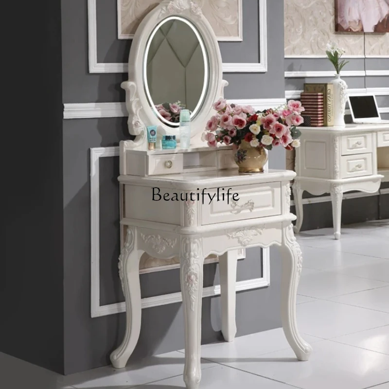 

European style white led simple European mini dresser with lamp