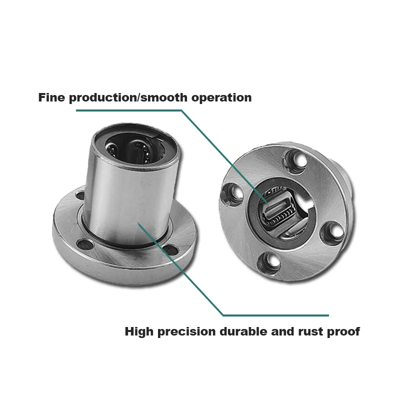 1Pcs Round Shaft  Flange Linear Motion Bushing Ball Bearing LMK6UU 8 10 12 13 16 20 25 30 35 40 50UU For 3D Printer Parts Rods