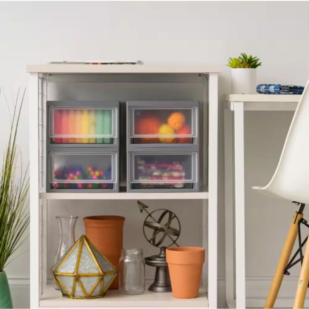 

1 Drawer Gray Stackable Storage in Gray，Stack plastic bins to help maximize storage space