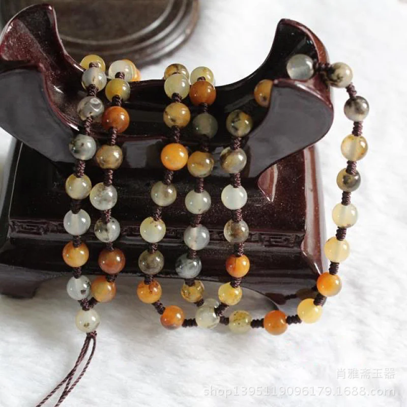

Natural YunnanAHuanglong Jade Water Grass Flower Necklace Jade Rope Aquatic Plant Flower Hanging Ornaments Wholesale Pendant Nec