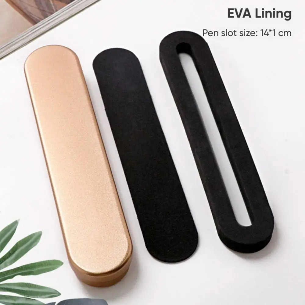 Simple Metal Tin Box with Sponge Lining Multifunctional Pencil Case Rectangular Pen Box School Office