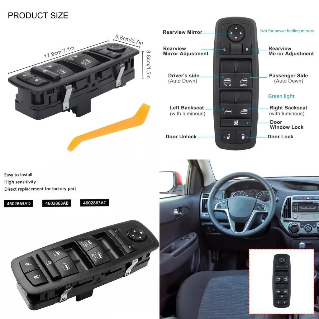 

J0MA Upgraded ABS Window Switches Module For 2009-2015 1500 2500 3500 Truck 4602863AC