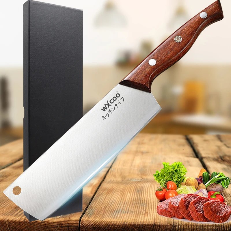 

WXCOO Professional Chef Knife 5Cr15Mov Stainless Steel Fish Fruit Knife Butcher Meat Slice Cleaver Kitchen Knife with Gift Box