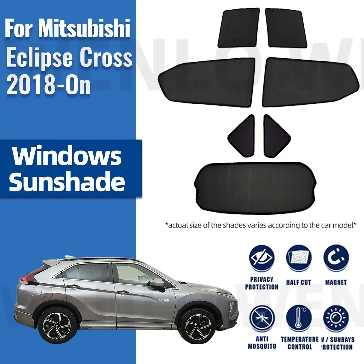 For Mitsubishi Eclipse Cross GK 2017-2024 Rear Side Window Sun Shade Car Sunshade Magnetic Front Windshield Mesh Curtain