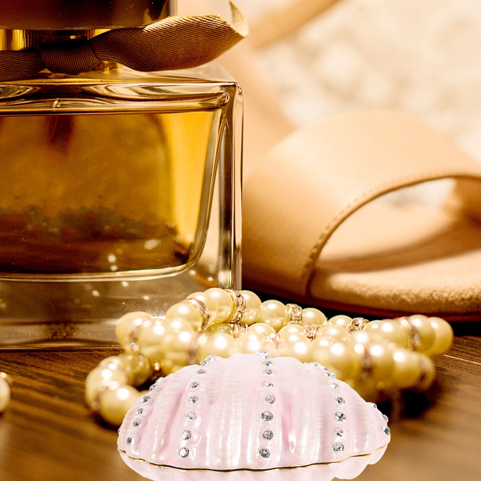 

Crystal Enamel Shell Jewelry Box Pink Gradient Seashell Case for Rings Earrings Necklace Storage ganizer Gift Box
