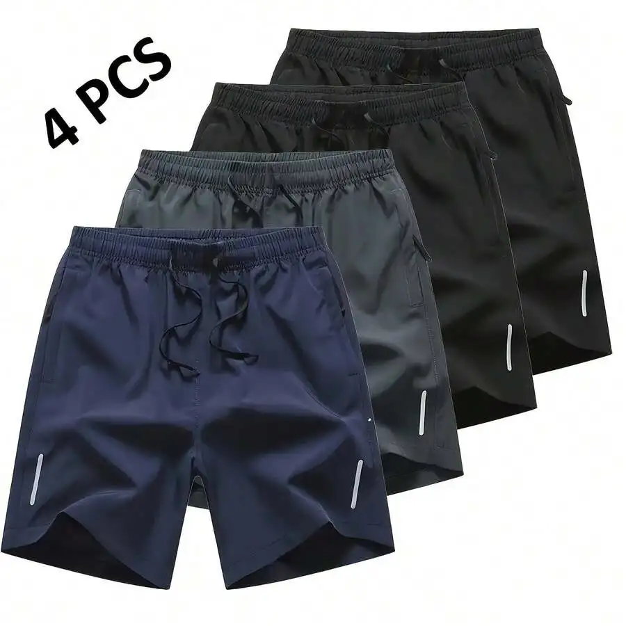 4 Pcs Mens Quick Dry Breathable Stretch Casual Shorts