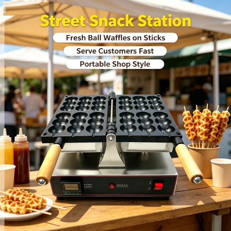 Popular Stainless Steel Electric Waffle Maker Commercial Kitchen Equipment Snack Machine for Home and Restaurant Kitchen