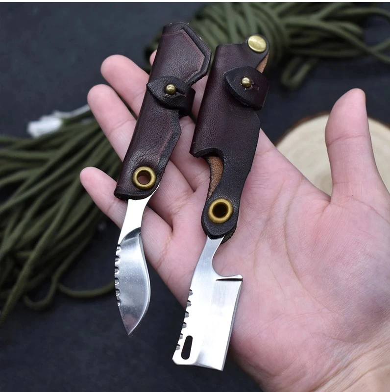 Stainless Steel Acrylic Folding Knife Blade Sharp Fruit Knife Express Pocket Knife Gift Outdoor EDC Self-defense Tool KeyPendant