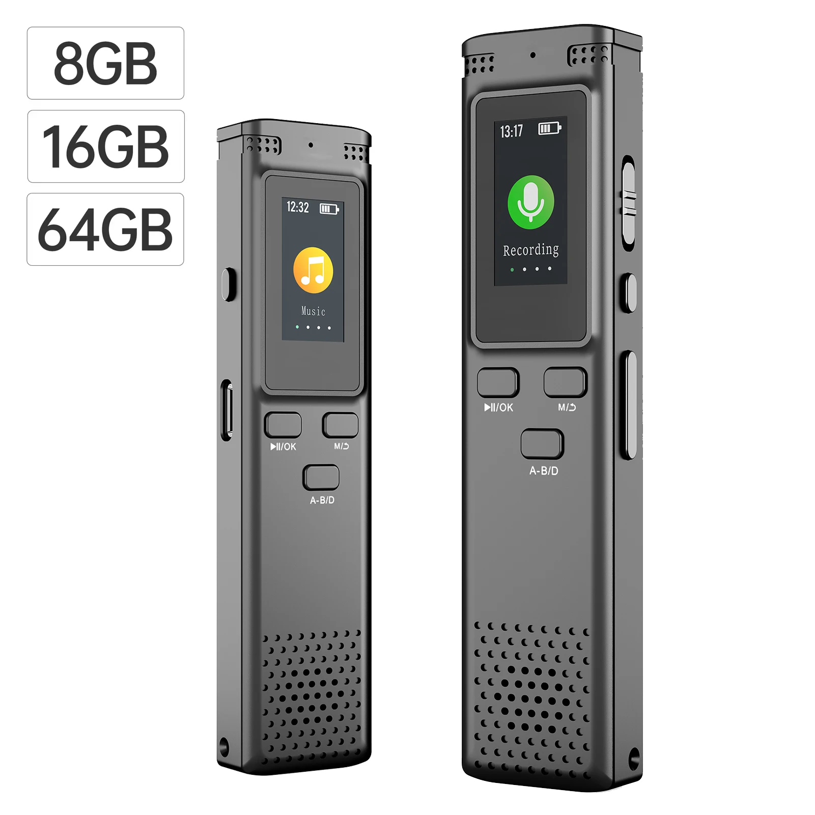 

Цифровой диктофон 8 ГБ, 16 ГБ, 64 ГБ, голосовая активация, аудиозапись, шумоподавление с воспроизведением, MP3-плеер, поддержка пароля