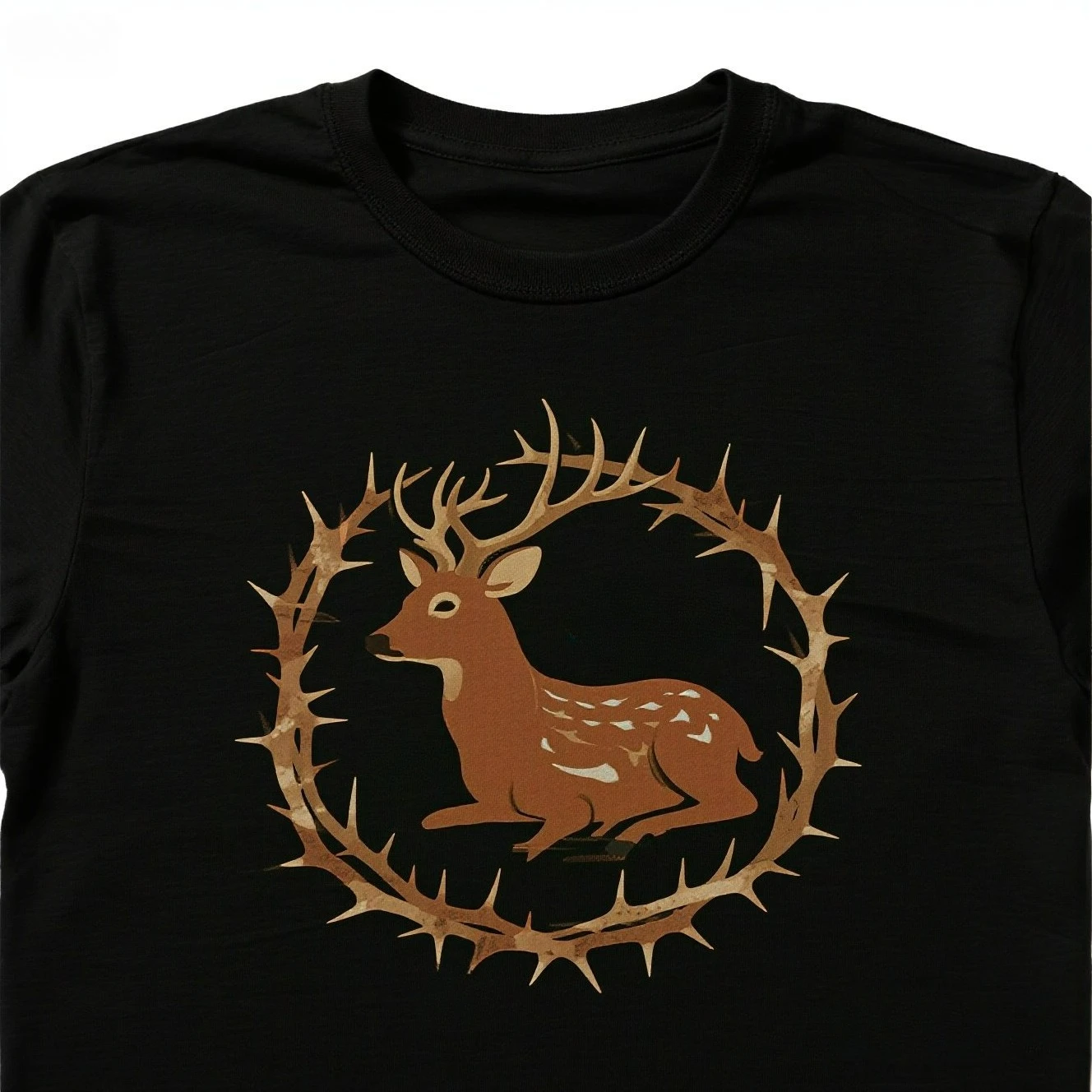 Unique Design Deer in Bramble Mens T-Shirt. Summer Cotton Short Sleeve O-Neck Unisex T Shirt New S-3XL