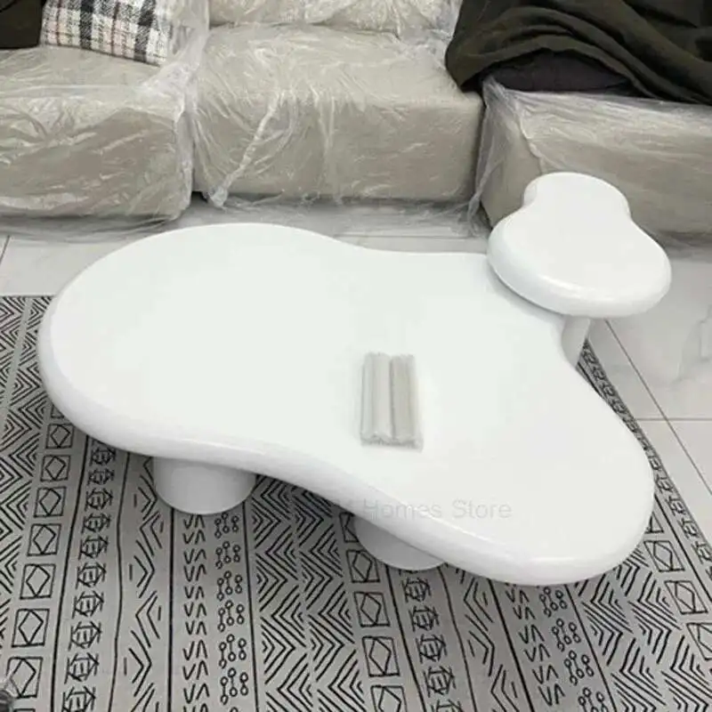 Mesas de cafetería modernas para sala de estar, muebles de cafetería, mesa de centro blanca Irregular, serie crema creativa, mesas de centro grandes de lujo