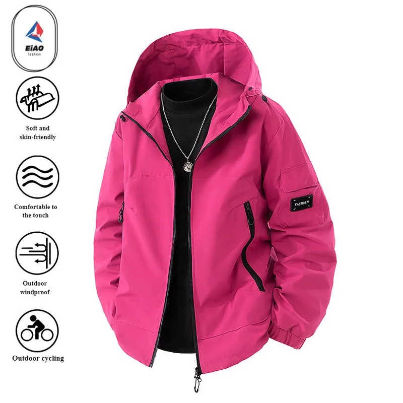 EIAO 2025 chaqueta de senderismo al aire libre impermeable a prueba de viento con capucha ropa de trabajo estilo abrigo de escalada de montaña tecnología de senderismo ligera