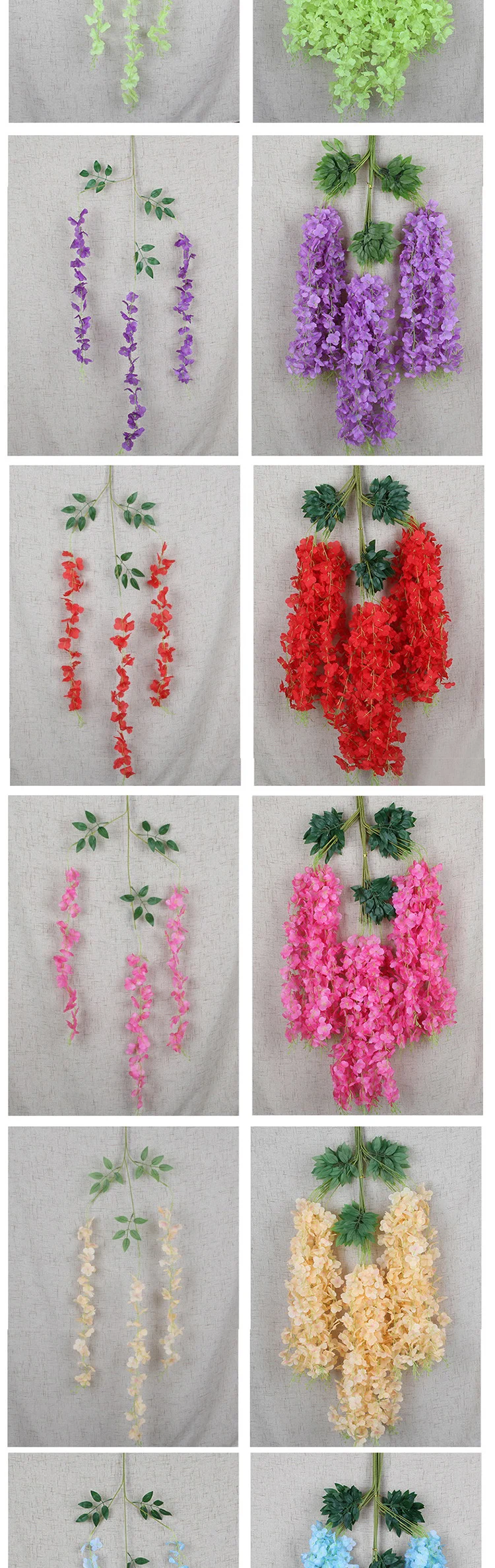 12 Stück Künstliche Blumen aus Seide, Hängende Glyzinienranken für Hochzeit, Wohnzimmer, Party, Garten, Outdoor, Grünpflanzen, Wanddekoration für Zuhause – Detail 4