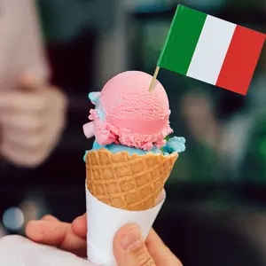 أغطية كب كيك خشبية إيطالية صغيرة ، مسواك علم إيطاليا ، لافتات إبداعية ، لوازم حفلات رياضية عالمية ، 100 قطعة أعلى 10 أعلام بيع عصا - No9