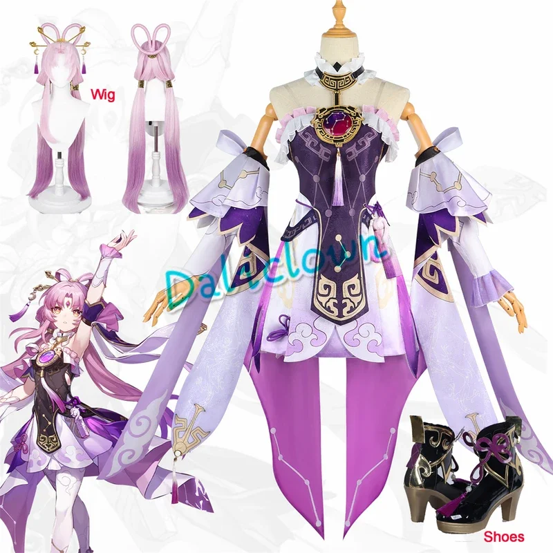 Game Honkai Star Rail Fu Xuan Cosplay Costume Uniform Outfit Halloween Party Fuxuan Cosplay Wig Shoes Hair Accessory Costume