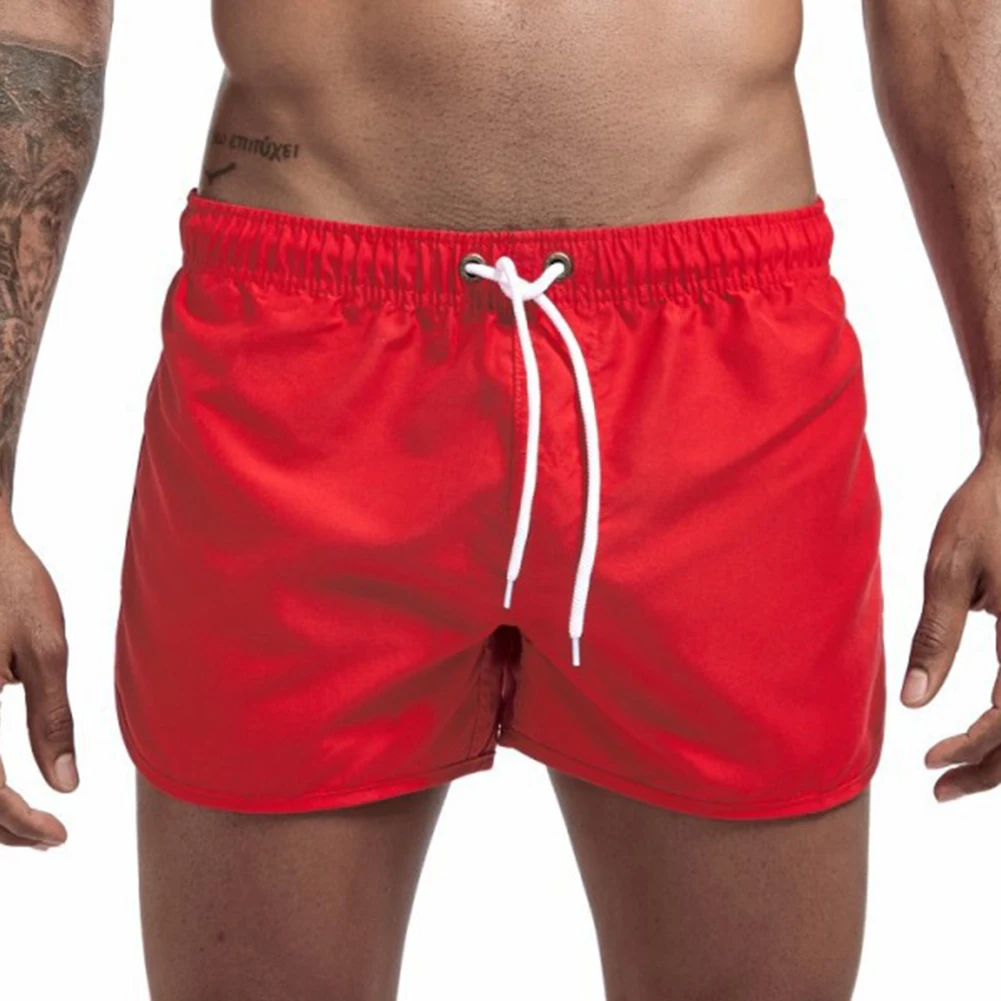 Pantalones cortos de baño para hombre, bañadores de secado rápido, transpirables con cordón y bolsillos