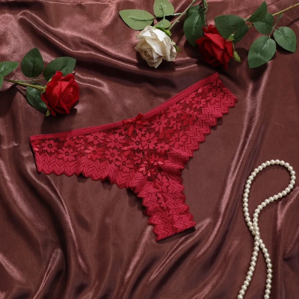 Fashion Cotton Crotch Women Briefs Low Waist Sweat-absorbent Lace Panty Shorts Seamless Sheer Floral Embroidery Pants Girls