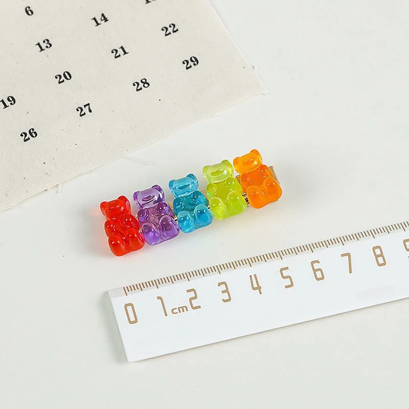 ปิ่นปักผมรูปหมี1ชิ้นกิ๊บด้านข้างสีลูกกวาดกิ๊ฟหนีบผมสัตว์สำหรับผู้หญิงหญิงสาวกิ๊บติดผมน่ารักสำหรับเครื่องมือจัดแต่งทรงผม