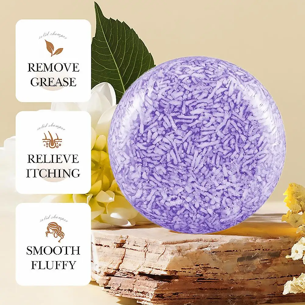 SADOER Lavender Hair Soap Solid Shampoo Oil Control Anti Dandruff Deep Cleansing Dry Damaged Hair Smooth Hair Shampoo Repair view 4