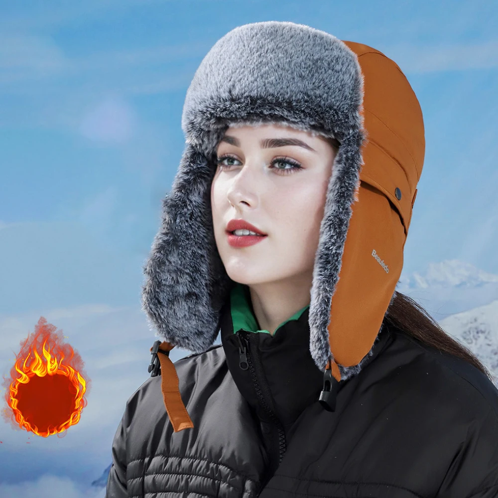 

HT4569 Russian Hat Mask Thick Warm Winter Fur Hats for Men Women Snow Ski Earflap Cap Male Female Trapper Bomber Hat Russian Cap