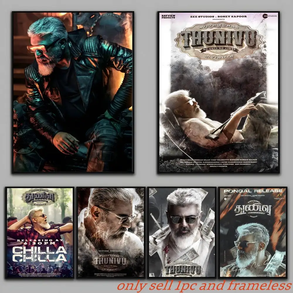 India Handsome Movie T-Thunivu Poster Art with prints Home bedroom living room decoration gift