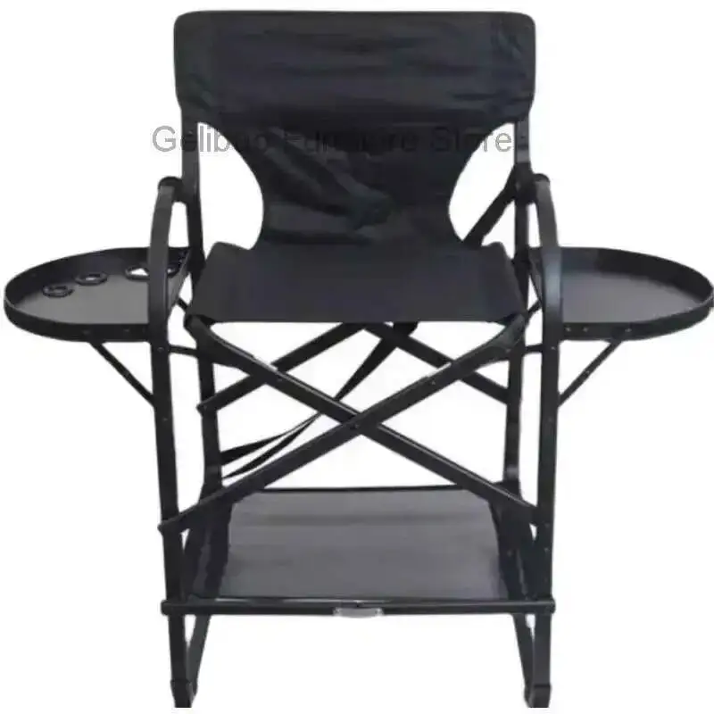 

Chair Alloy Tall Makeup Feet Professional Aluminum Black Folding Chair Outdoor Camping Portable Director Hair Chair furniture