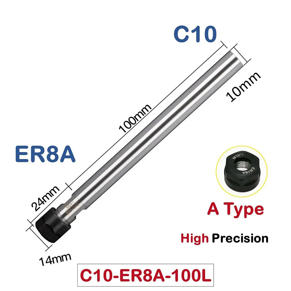 1pc Collet Chuck C-8-10-12-16-20-25-mm ER-8-11-16-20-A Straight Shank Extension Mini Collet Chuck For CNC Lathe Milling Tool