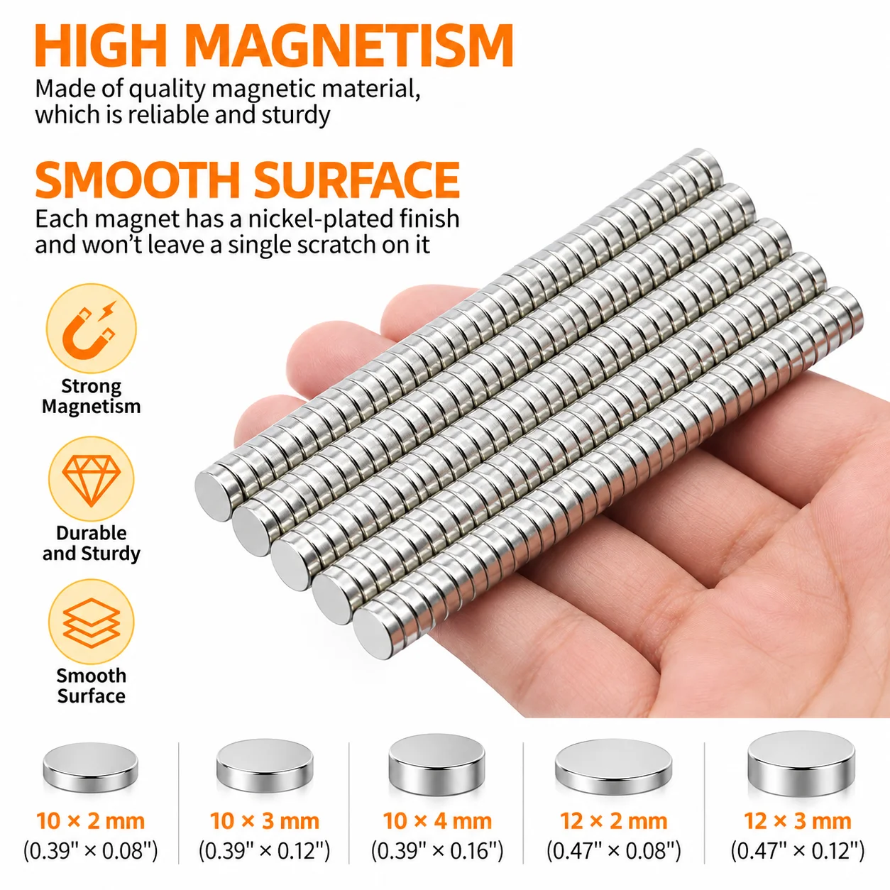 Multiple specifications of 10x2/10x3/12x2/12x3 mm mini circular magnets, suitable for kitchens, living rooms, handicrafts, etc