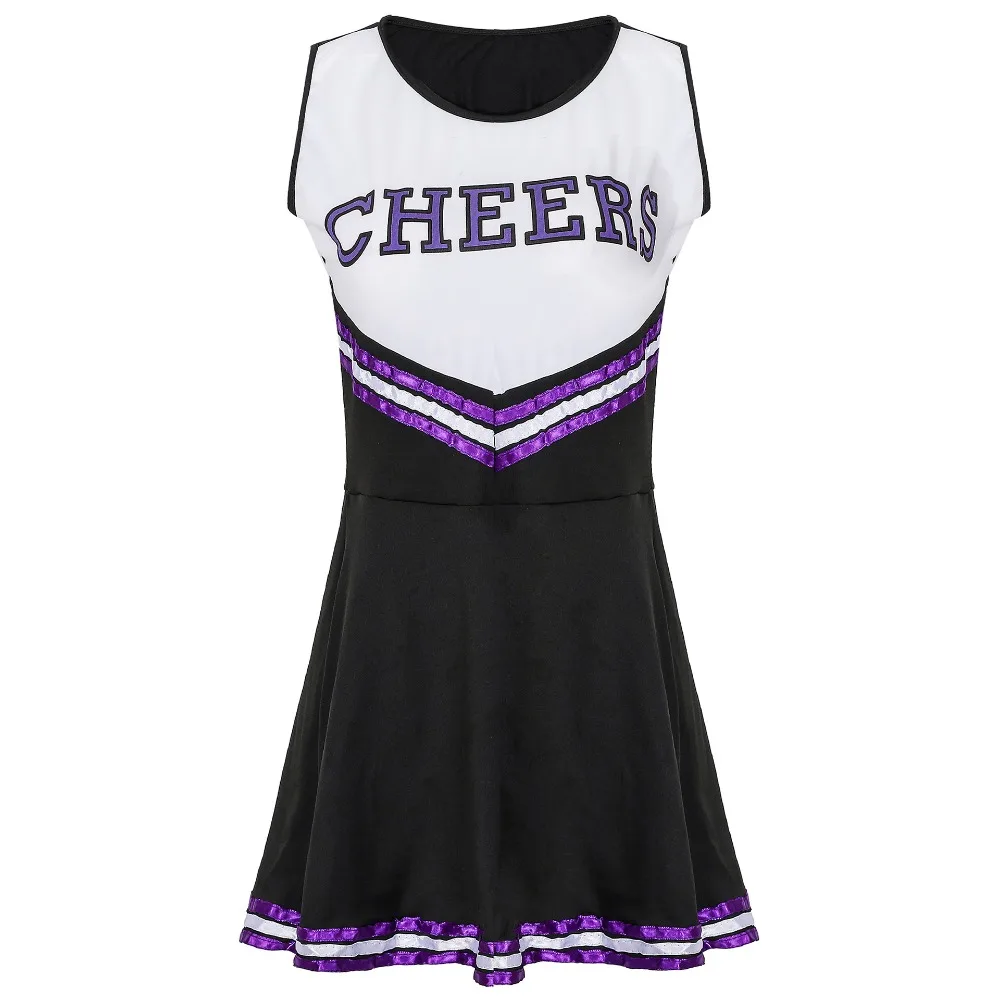 Cheerleading Dance Costume For Women Sleeveless V Neckline Letters Printed Crop Top With Pleated Skirt And 2Pcs Flower Balls