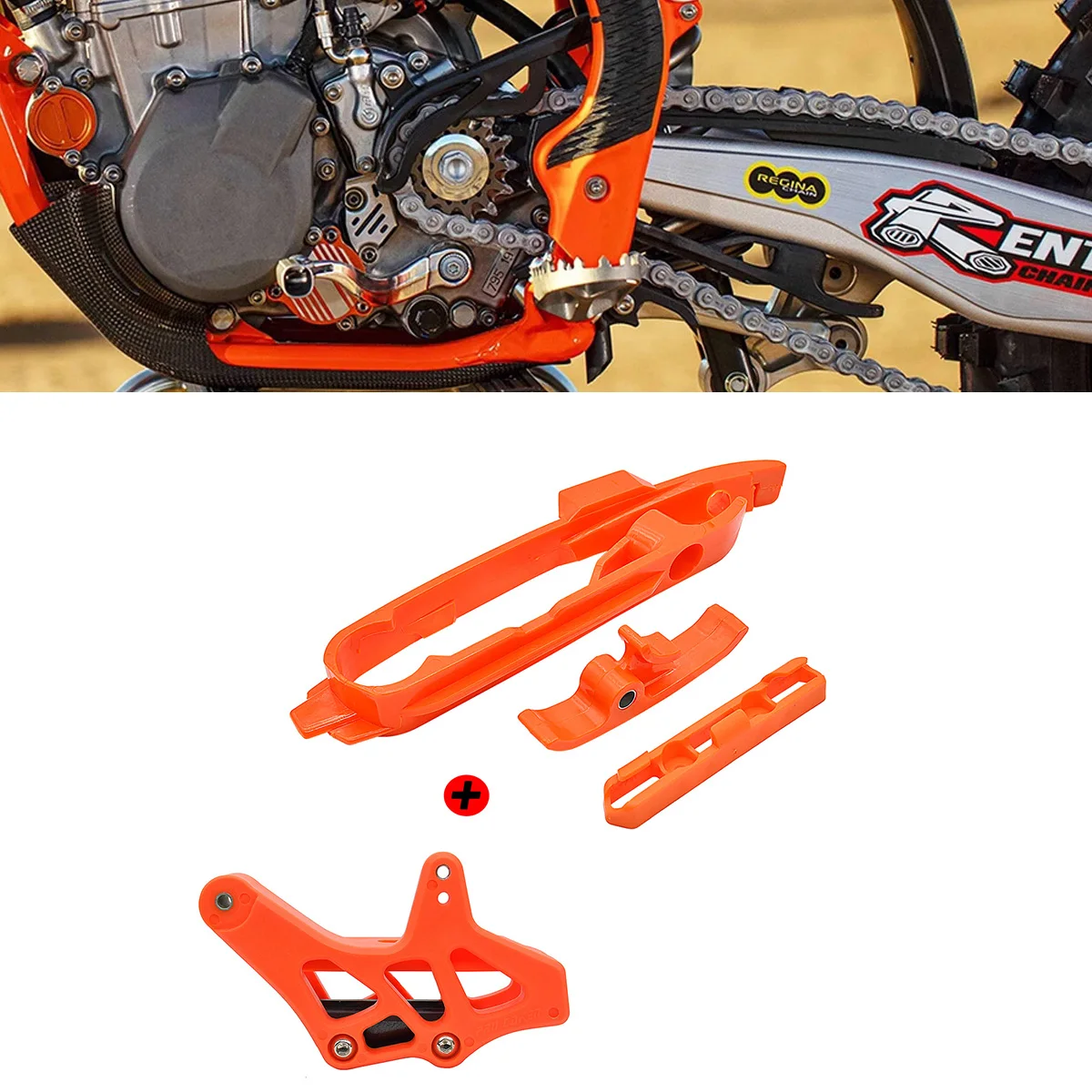 

For KTM SX SXF XC XCF 125 150 250 300 350 450 690 ENDURO SMC GASGAS Motorcycle Chain Guide Slider Swingarm and Brake Hose Clamp