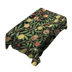 William Morris Art Fruit Pomegranate Flower Pastel Pattern Rectangle Tablecloth For Tabletop Decor