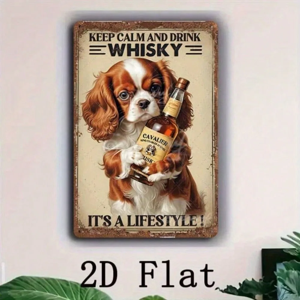 Letrero de metal vintage - Arte de pared retro de Cavalier King Charles Spaniel para decoración del hogar, bar o cueva del hombre