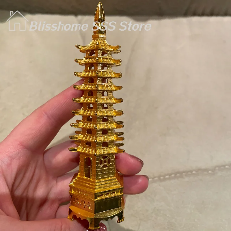 【S】Zinc Alloy Feng Shui Education Tower Levels Wen Chang Pagoda Desktop Ornaments good luck home decor cultural decorative