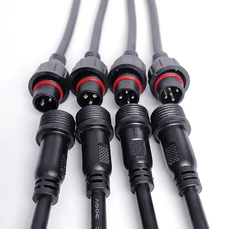 5/20Pcs M16 Waterproof 2 3 4 5 Pin IP65 Cable Wire Plug for LED Strips Male and Female Jack 22mm nut Connector Wire 20CM OD 6mm